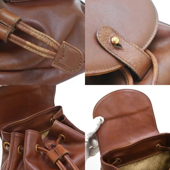 GUCCI Logo Bamboo Drawstring Mini Backpack Bag Leather Brown GHW Italy 38EG182 main image 16
